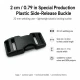 Bandolier Buckle 2 cm / 0.79 in Snap-On Plastic Buckle for Bags and Outdoor Gear