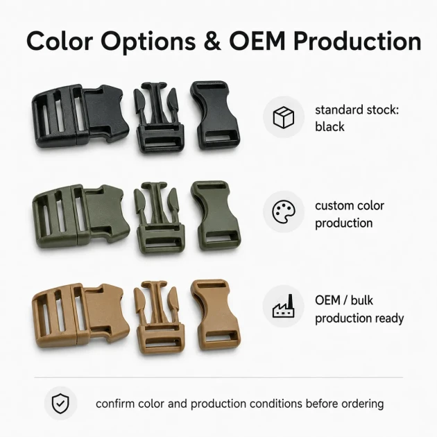 Bandolier Buckle 2 cm / 0.79 in Snap-On Plastic Buckle for Bags and Outdoor Gear