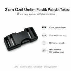 Bandolier Buckle 2 cm / 0.79 in Snap-On Plastic Buckle Special Production H009074SPC