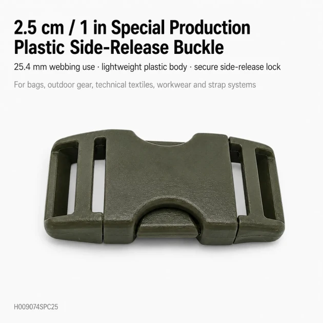 Bandolier Buckle 2.5 cm / 1 in Snap-On Plastic Buckle for Bags and Outdoor Gear