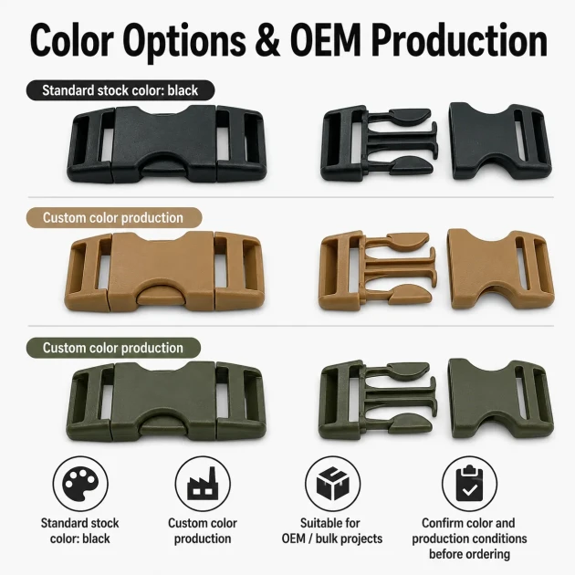 Bandolier Buckle 2.5 cm / 1 in Snap-On Plastic Buckle for Bags and Outdoor Gear