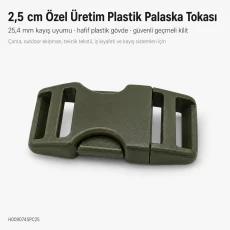 Bandolier Buckle 2.5 cm / 1 in Snap-On Plastic Buckle Special Production H009074SPC25