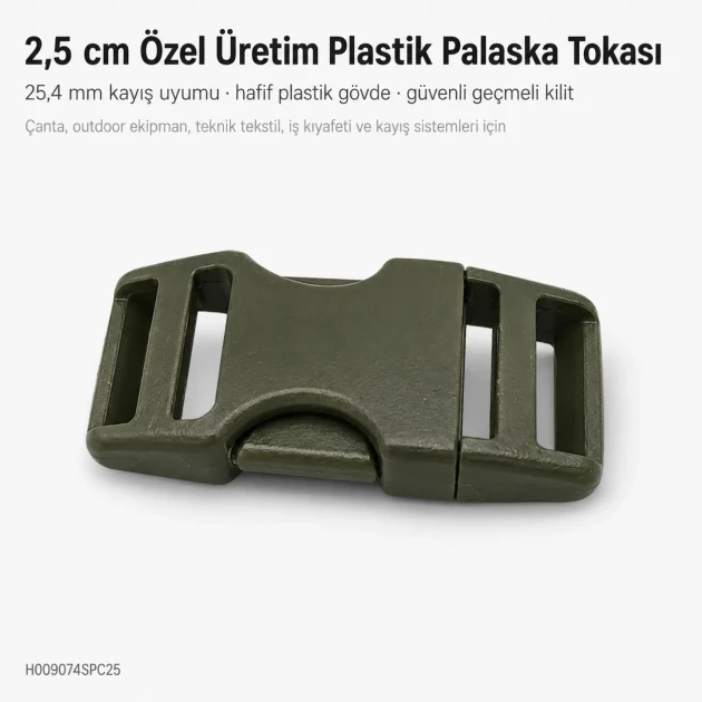 Bandolier Buckle 2.5 cm / 1 in Snap-On Plastic Buckle for Bags and Outdoor Gear