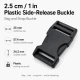 Snap Bandolier Buckle 2.5 cm / 1 in Plastic Side-Release Buckle for Bags and Webbing, durable and versatile for various