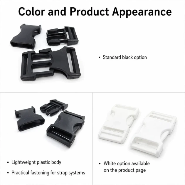 Snap Bandolier Buckle 2.5 cm / 1 in Plastic Side-Release Buckle for Bags and Webbing, durable and versatile for various