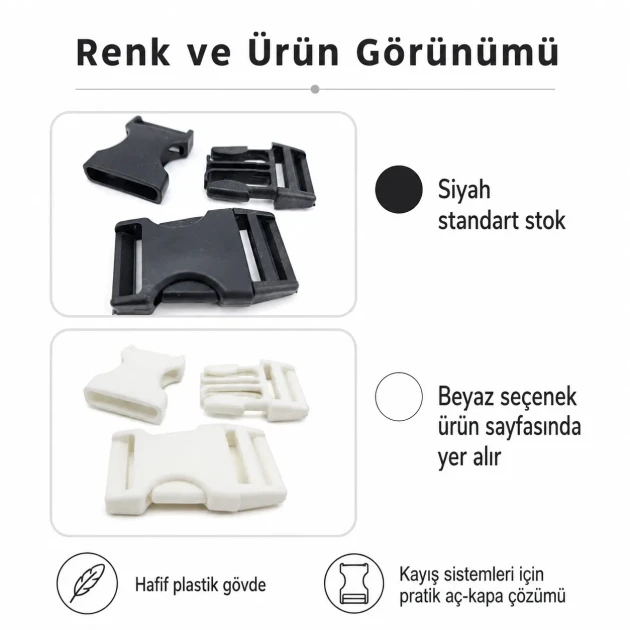 Snap Bandolier Buckle 2.5 cm / 1 in Plastic Side-Release Buckle for Bags and Webbing, durable and versatile for various