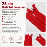 25 cm / 9.84 in N3 / #3 Invisible Tulle Zipper, Closed End ZPHSN0025TUL