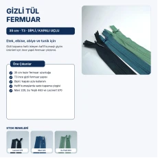 35 cm / 13.78 in N3 / #3 Invisible Tulle Zipper, Closed End ZPHSN0035TUL