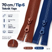 70 cm / 27.95 in #6 Nylon Coil Sweatshirt Zipper – Open End ZPHSN0070T6