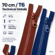 70 cm #6 Nylon Coil Sweatshirt Zipper Open End