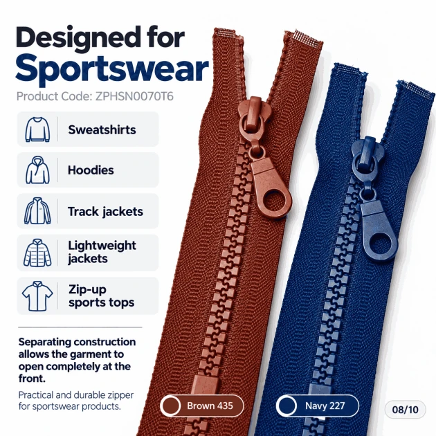 70 cm #6 Nylon Coil Sweatshirt Zipper Open End