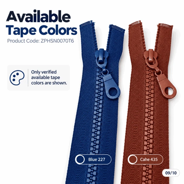 70 cm #6 Nylon Coil Sweatshirt Zipper Open End