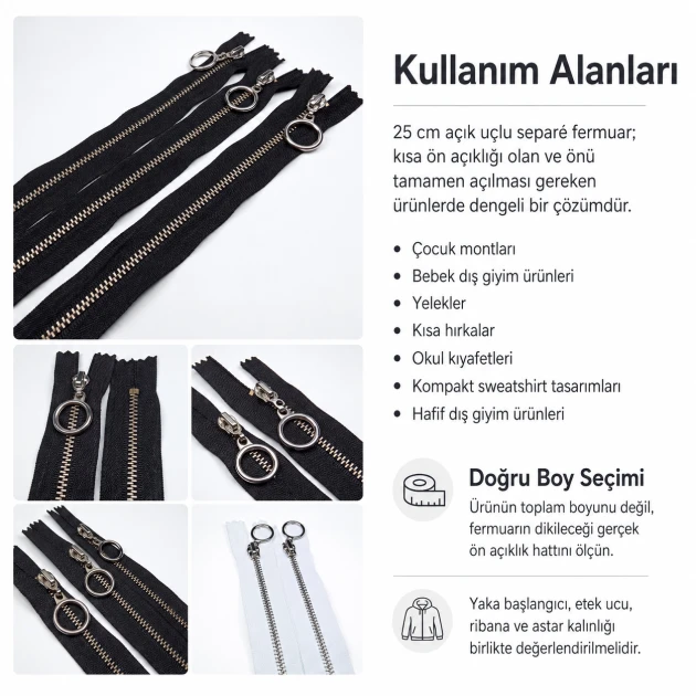 25 cm / 9.84 in N3 / #3 Nylon Coil Jacket Zipper – Open End for jackets and coats