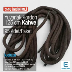Yuvarlak Kordon 125 cm Pamuk Kahve 95 Adet Promosyonlu Satış PROMOYKRD00Brown