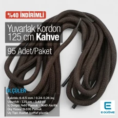 Braided Cord 130 cm - 1,42 yd Cotton Brown PROMO PROMOYKRD00Brown