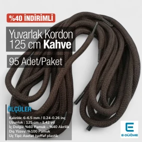 Braided Cord 130 cm - 1,42 yd Cotton Brown PROMO PROMOYKRD00Brown
