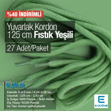 130 cm - 1,42 yd Braided Cord Cotton Pistachio Green PROMO PROMOYKRD00PFGreen