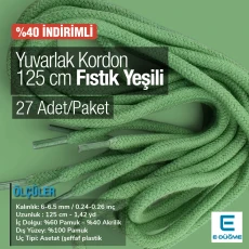 130 cm - 1,42 yd Braided Cord Cotton Pistachio Green PROMO PROMOYKRD00PFGreen