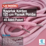 Yuvarlak Kordon 125 cm Pamuk Pembe 45 Adet Promosyonlu Satış PROMOYKRD00PPink