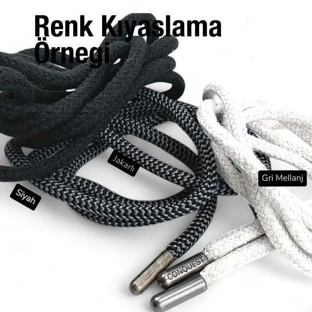 Tres Kordon Yuvarlak Kordon 130 cm Pamuk Gri Melanj 100 Ad YKRD00PGMelanj