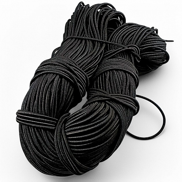 Black Round Braided Elastic 100 mt Bundle LYV000BLACK