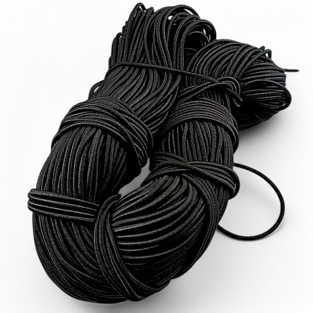 Black Round Braided Elastic 100 mt Bundle LYV000BLACK