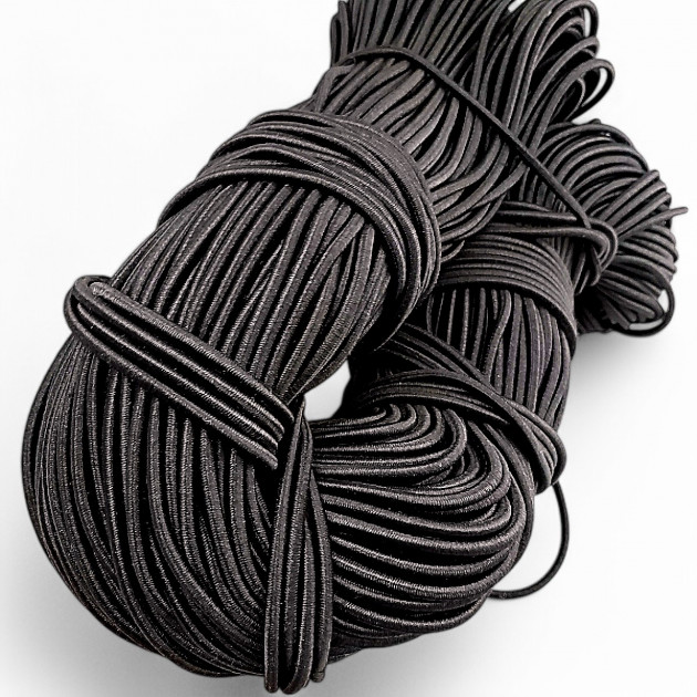 Black Round Braided Elastic 100 mt Bundle LYV000BLACK