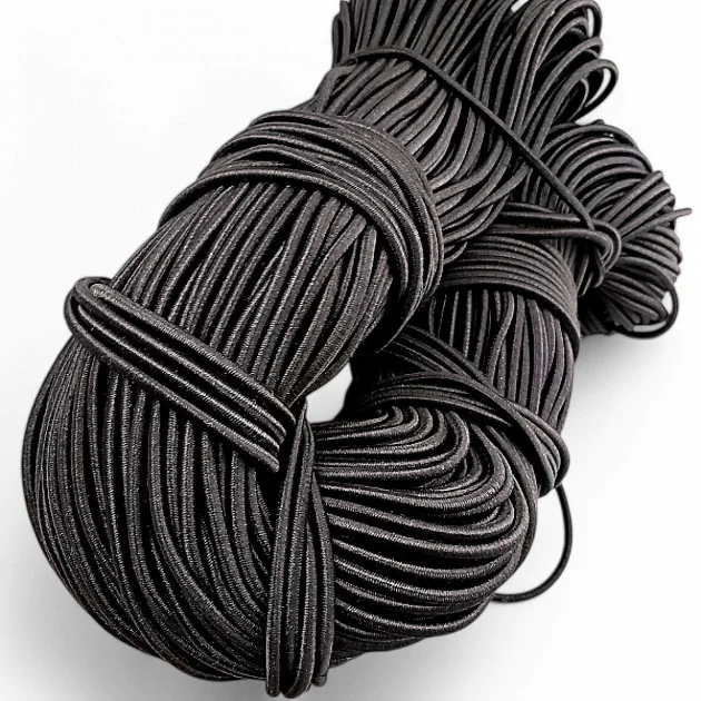 Black Round Braided Elastic 100 mt Bundle LYV000BLACK