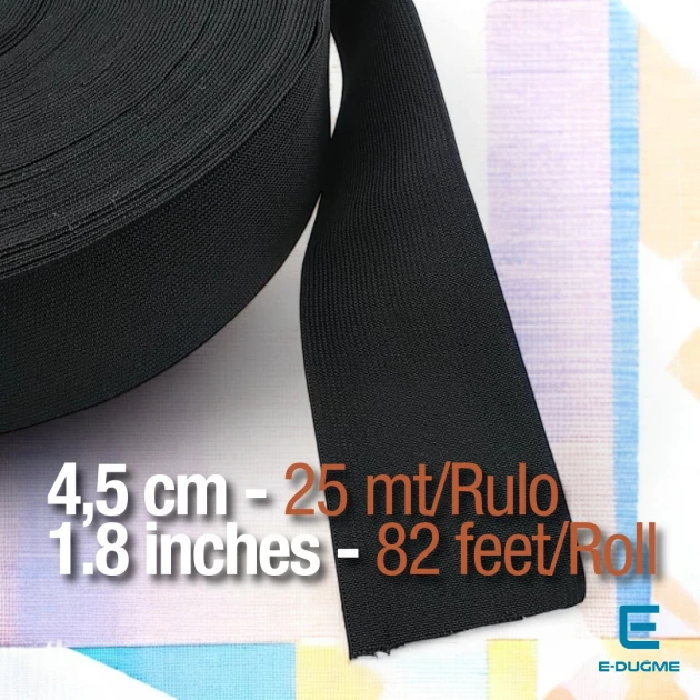 4,5 cm Dokuma Lastik - 25 mt/Rulo DOKL00045