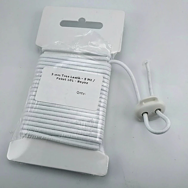Yuvarlak Lastik Beyaz 3 mm Tres Lastik 5 mt  LYV0005PK101
