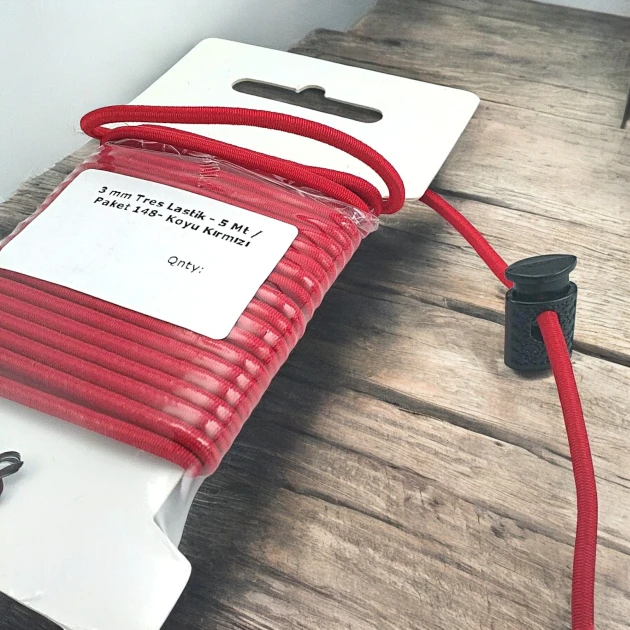 Yuvarlak Lastik Koyu Kırmızı  3 mm Tres Lastik 5 mt  LYV0005PK148