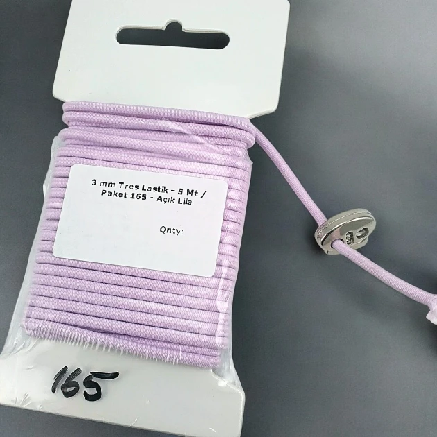 Yuvarlak Lastik Açık Lila  3 mm Tres Lastik 5 mt  LYV0005PK165