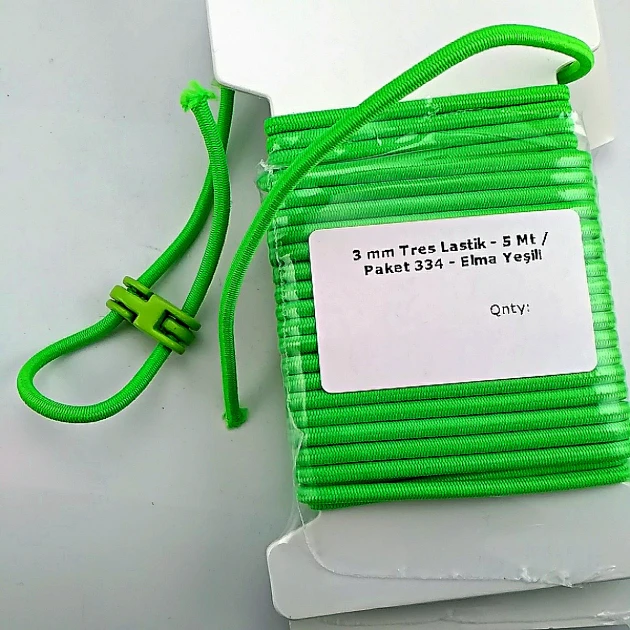 Elma Yeşili Yuvarlak Lastik 3 mm Tres Lastik 5 mt  LYV0005PK334
