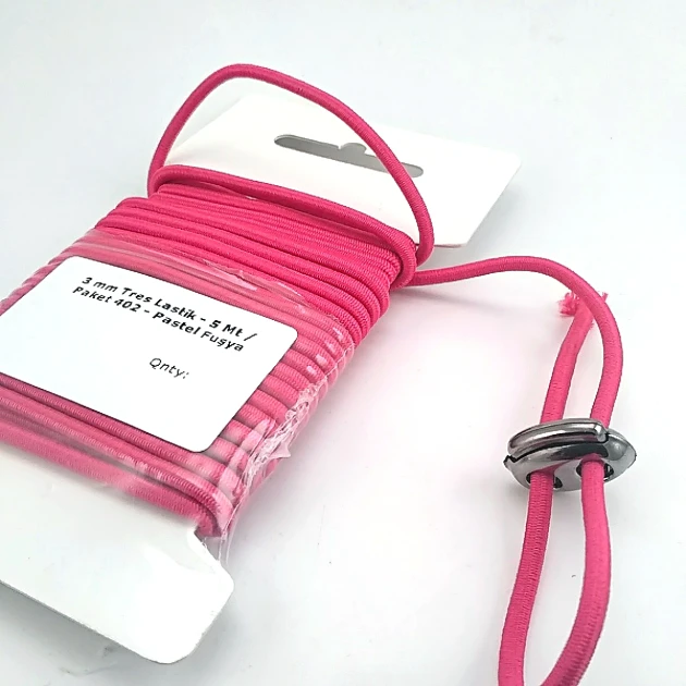 Yuvarlak Lastik Pastel Fuşya  3 mm Tres Lastik 5 mt  LYV0005PK402