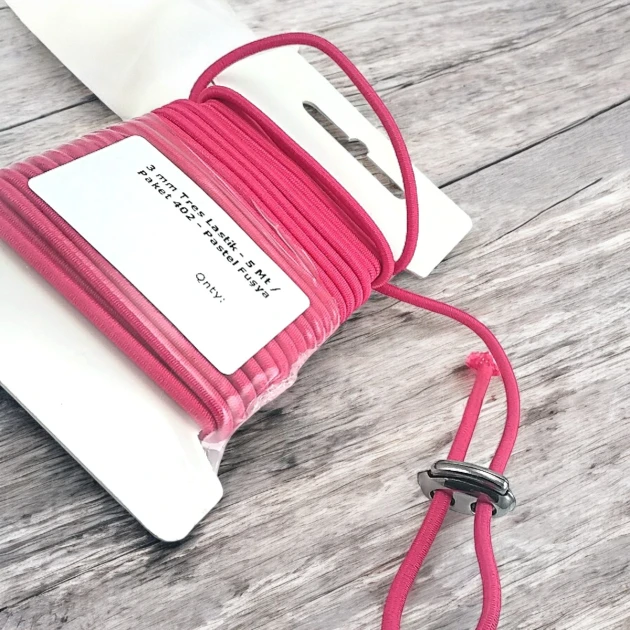 Yuvarlak Lastik Pastel Fuşya  3 mm Tres Lastik 5 mt  LYV0005PK402