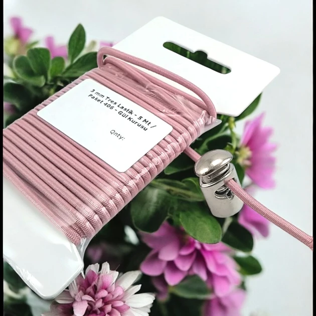 Yuvarlak Lastik Gül kurusu  3 mm Tres Lastik 5 mt  LYV0005PK406