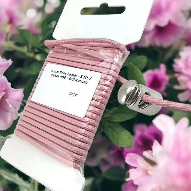 Yuvarlak Lastik Gül kurusu  3 mm Tres Lastik 5 mt  LYV0005PK406