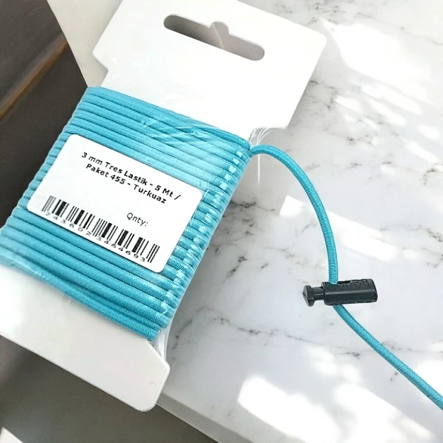 Yuvarlak Lastik Turkuaz  3 mm Tres Lastik 5 mt  LYV0005PK455