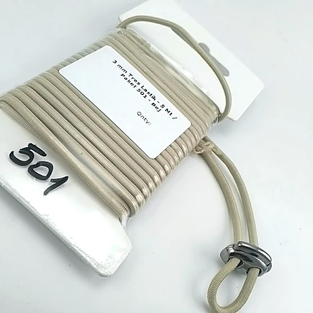 Yuvarlak Bej  3 mm Tres Lastik 5 mt  LYV0005PK501