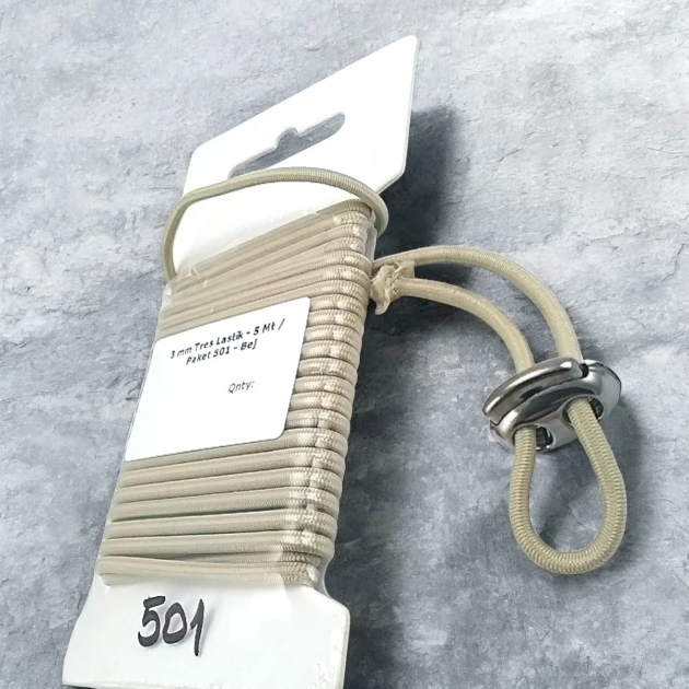 Yuvarlak Bej  3 mm Tres Lastik 5 mt  LYV0005PK501