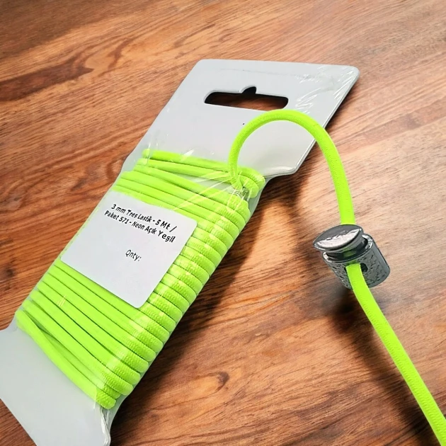 Yuvarlak Lastik Neon Açık Yeşil  3 mm Tres Lastik 5 mt  LYV0005PK571