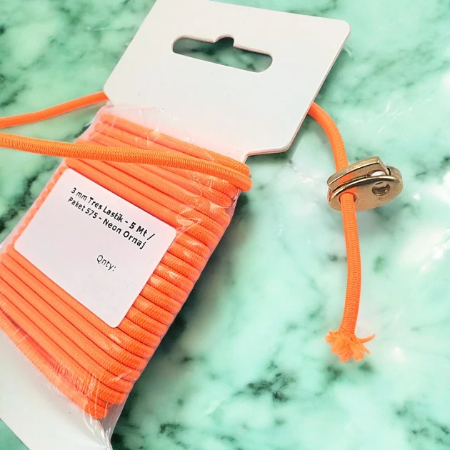 Yuvarlak Lastik Neon Oranj  3 mm Tres Lastik 5 mt  LYV0005PK575