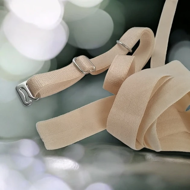 Bra Buckle Set of 3 - Beige 1 cm - 0,39" Bra Elastic 100 mt/Roll SUT0010Biege