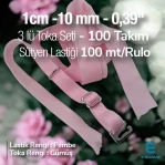 Bra Clasps 3-Piece Set and Pink 1cm - 0,39" Elastic 100m/Roll SUT0010Pink