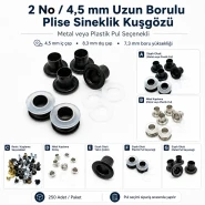 Long-Barrel Pleated Insect Screen Eyelet 4.5 mm / 0.177 in with Metal or Plastic Washer Options Pack of 250 KSAC0002SiU