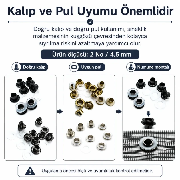 Pleated Insect Screen Eyelet 4.5 mm / 0.177 in with Metal or Plastic Washer Options for Footwear, Bags, and Garments