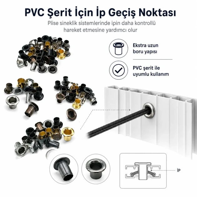 Extra Long Metal Pleated Fly Screen Eyelet with 5.3 mm Inner Diameter for Thick Fabrics and Accessories