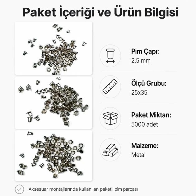 2.5 mm Steel Pin, 25x35 Compact Size, 5000 Pieces for Fine Leather and Textile Work
