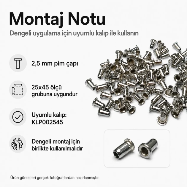 2.5 mm Steel Pin, 25x45 mm, 5000 Pieces Bulk Pack for Textile and Leather Manufacturing
