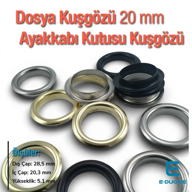 20 mm Ayakkabı Kutusu Kuşgözü - Dosya Kuşgözü (1000 Ad/Paket) MT00020S